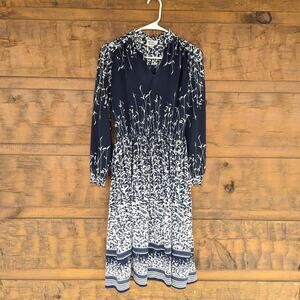 Vintage Murray Meisner Dress Women's Size Small Navy Floral Ombre